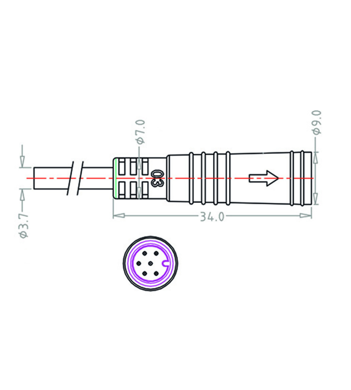 Mini B Female cable connector