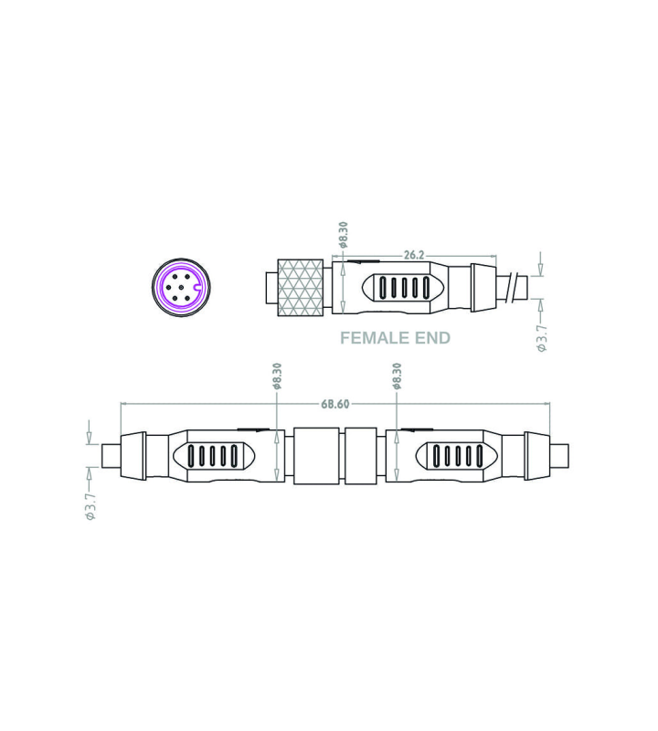 Mini C Female cable connector