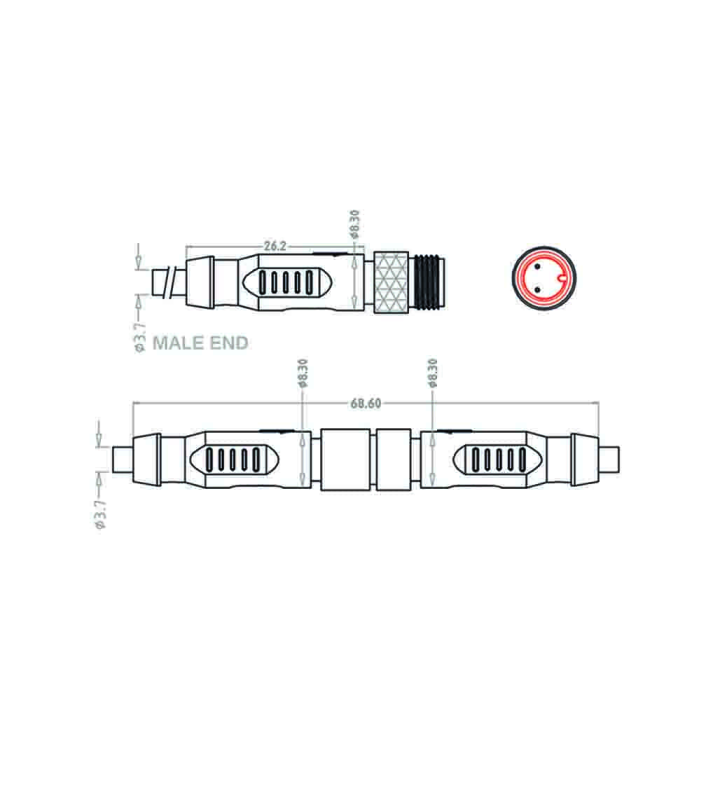 Mini C Male cable connector