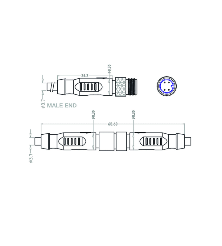 Mini C Male cable connector