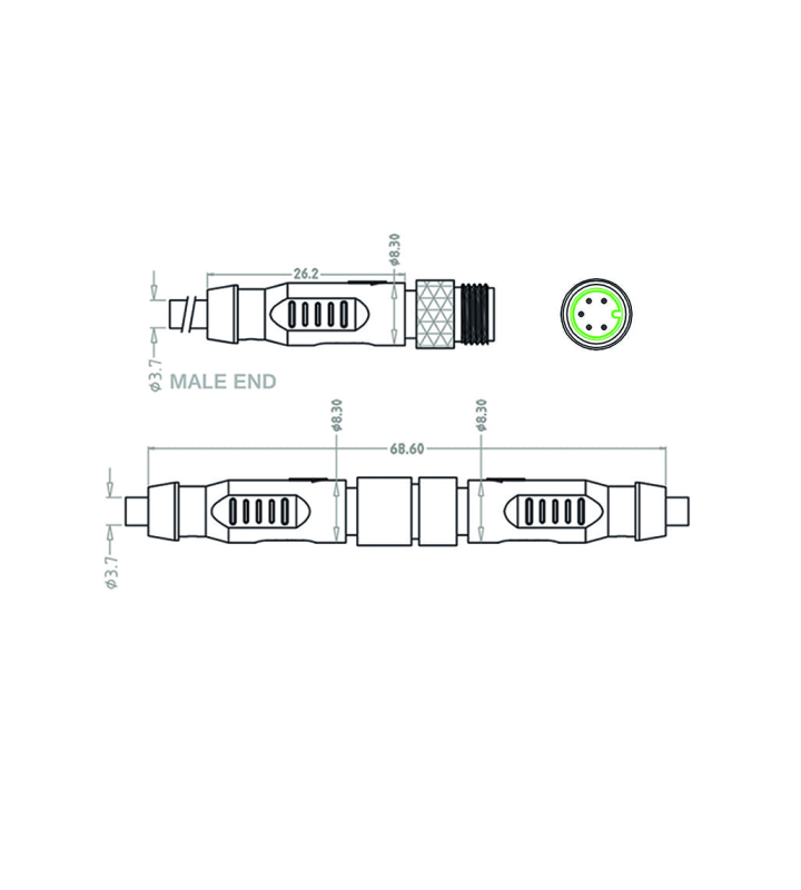 Mini C Male cable connector