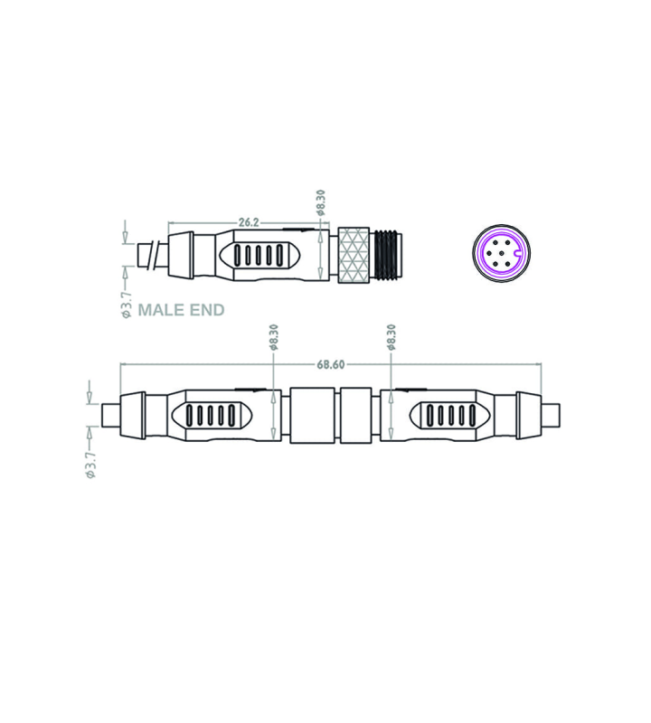 Mini C Male cable connector