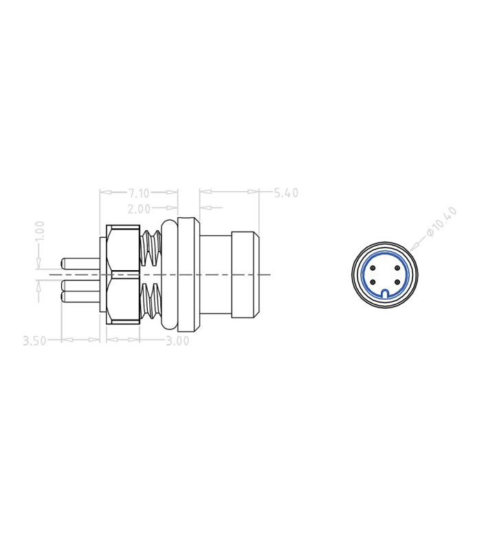 Mini B Male panel mount connector