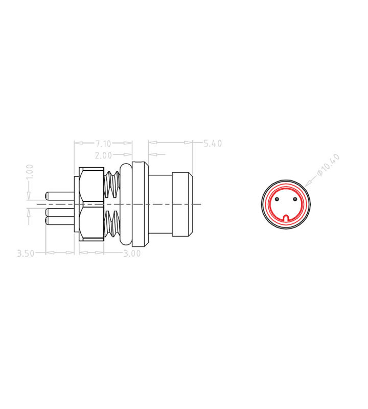 Mini B Male panel mount connector