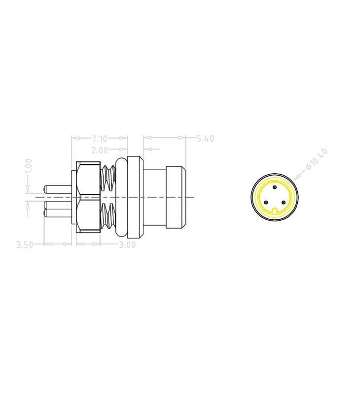 Mini B Male panel mount connector