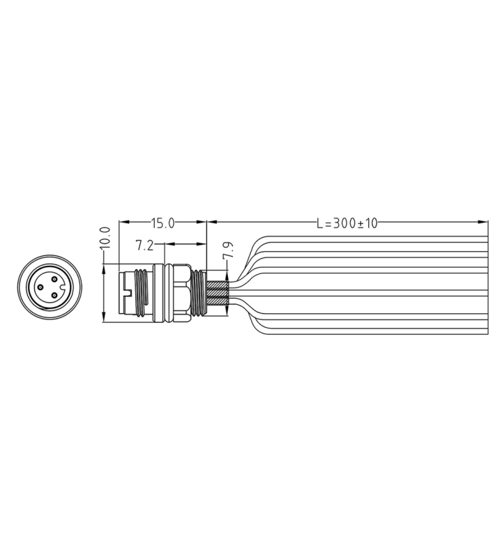 Mini C male panel mount connector