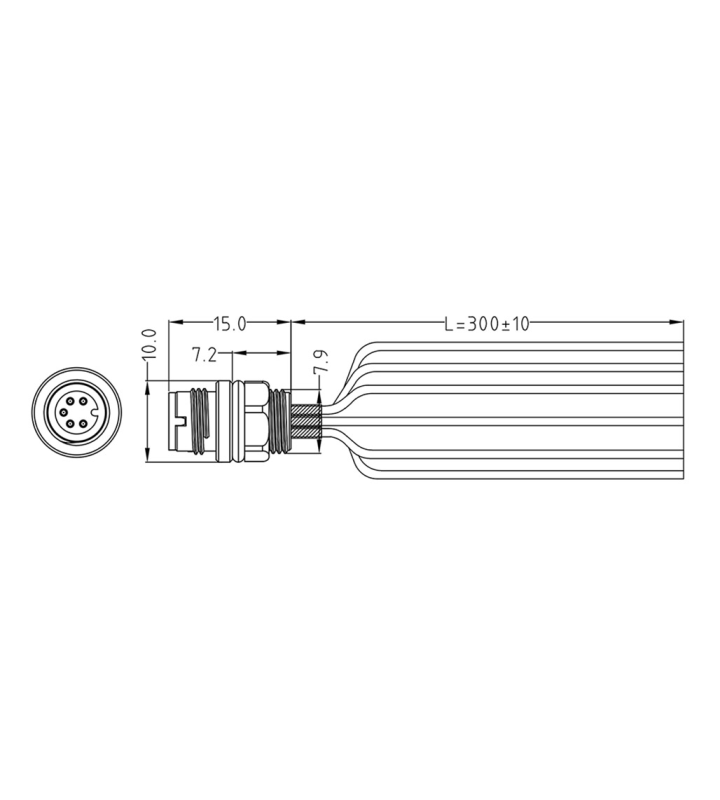 Mini C male panel mount connector