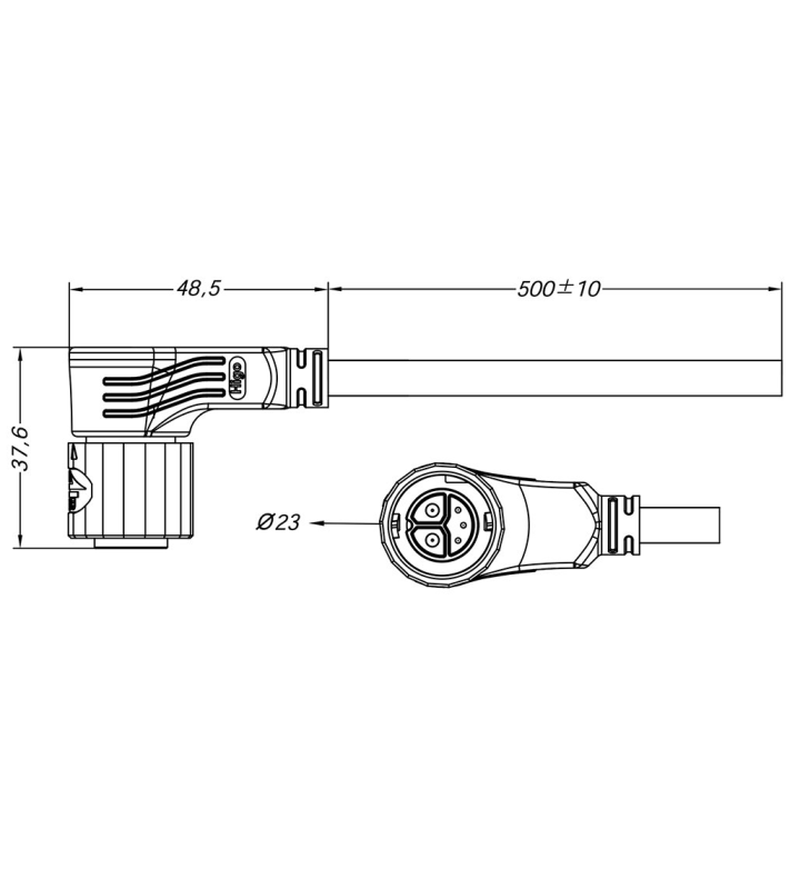 Male angled plug connector