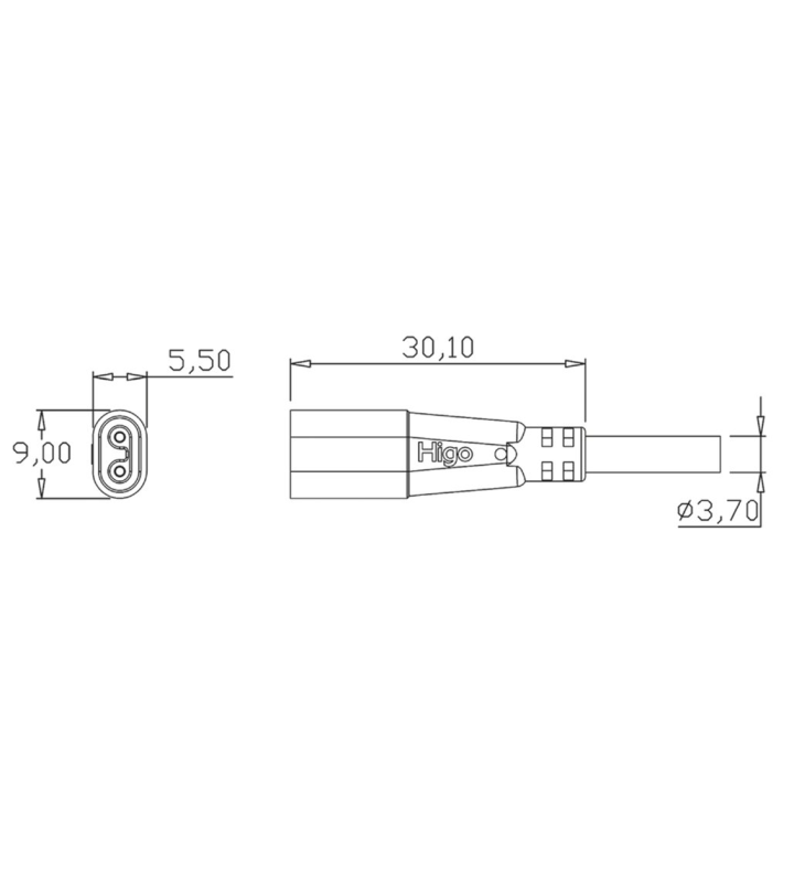 Mini E female cable connector
