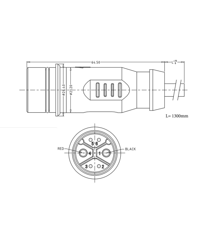 Battery male plug connector 48V code, no locking push-on