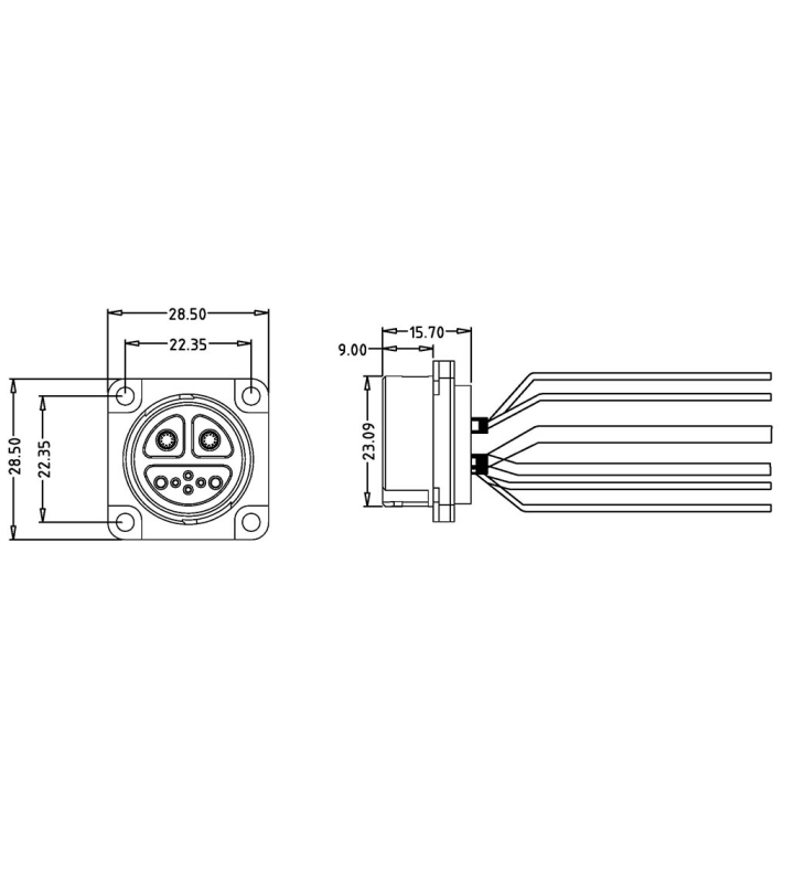 Female panel mount connector, self-locking