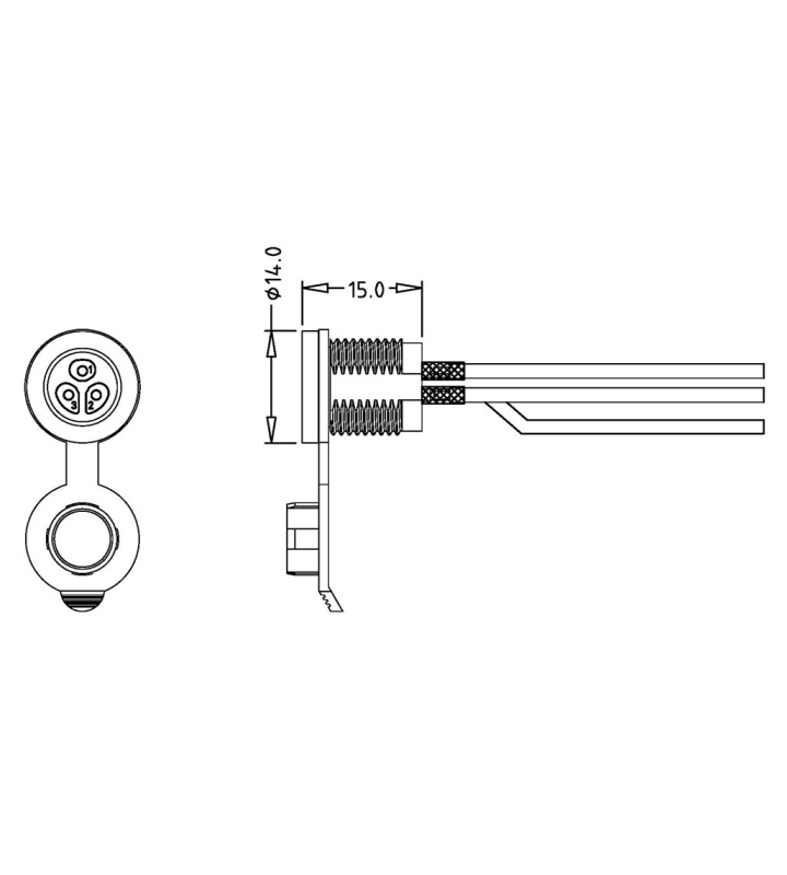 Female panel mount connector, no locking (push-on)