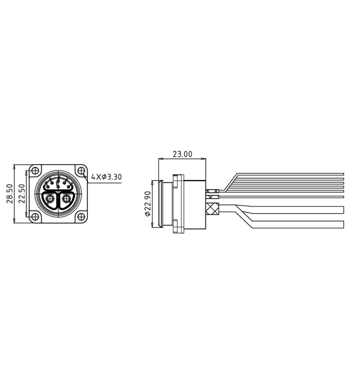 Female panel mount connector, self-locking