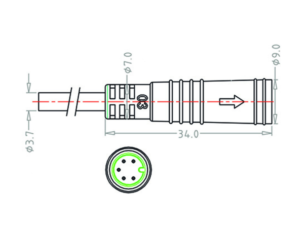 Mini B Female cable connector