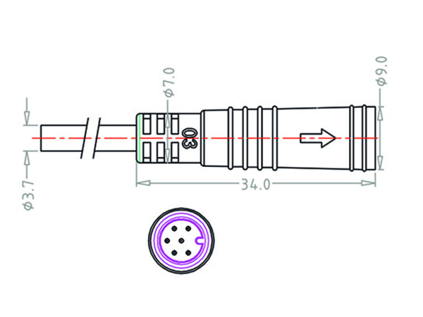 Mini B Female cable connector