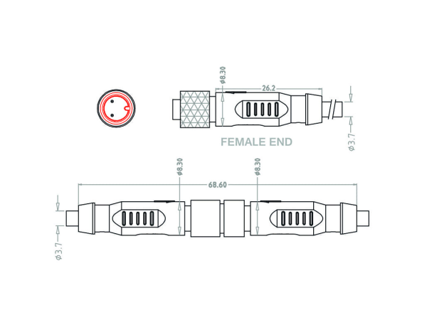 Mini C Female cable connector