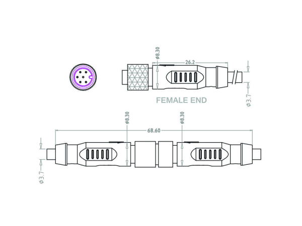 Mini C Female cable connector