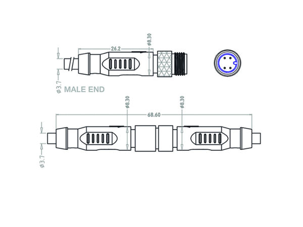Mini C Male cable connector