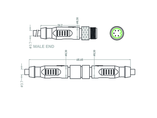 Mini C Male cable connector