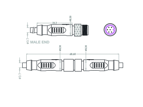 Mini C Male cable connector