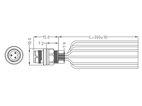 Mini C male panel mount connector