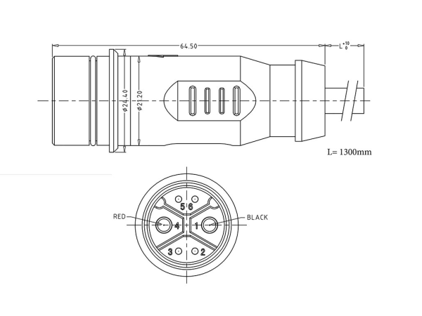 Battery male plug connector 48V code, no locking push-on