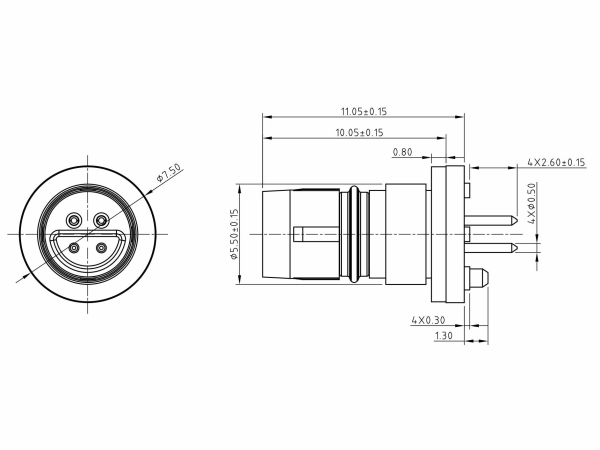 Micro M female panel mount